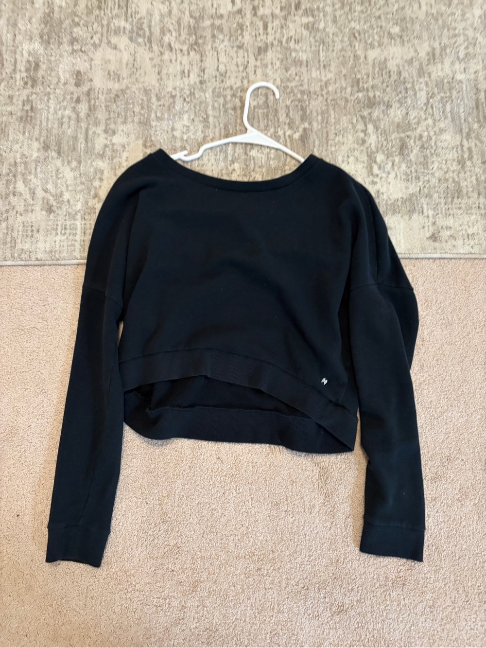 Victorias Secret Black Women's Cropped Crewneck Sweatshirt